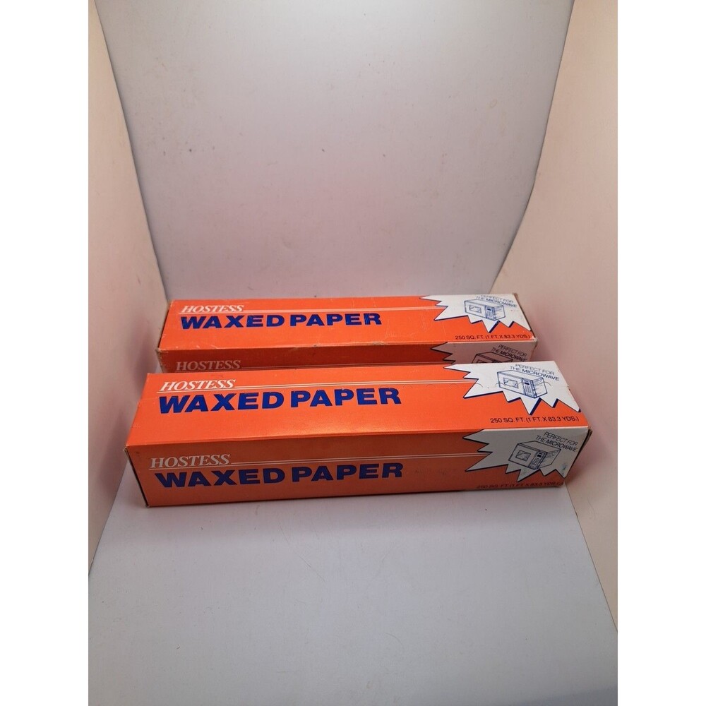 Lot (2) Vtg Packages Hostess Waxed Paper Orange Open Box Kitchen Household